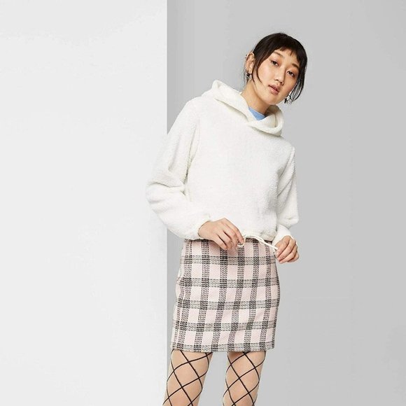 Wild Fable White Sherpa Cropped Hoodie